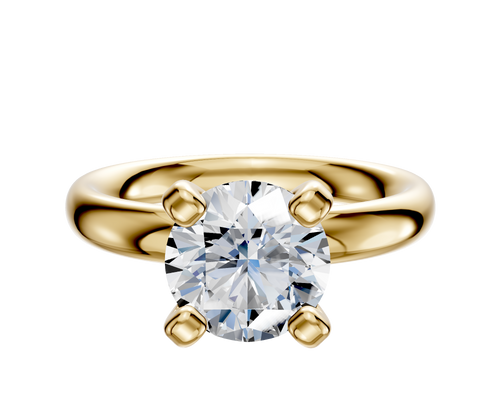 18K Yellow Gold 4 Prong Classic Dome 3.0mm Engagement Ring