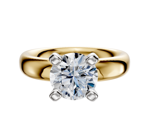 14K Two Tone 4 Prong Classic Dome 4.0mm Engagement Ring