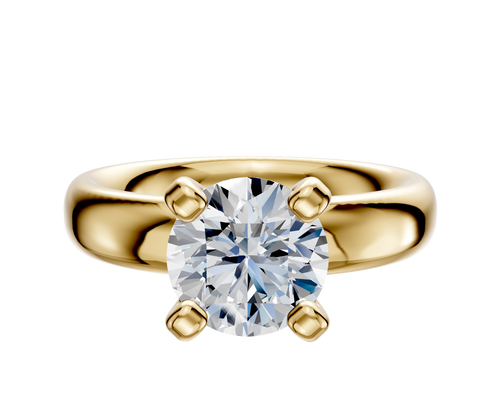 18K Yellow Gold 4 Prong Classic Dome 4.0mm Engagement Ring
