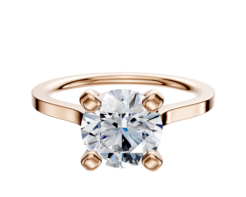 18K Rose Gold 4 Prong Cathedral Flat 1.5mm Engagement Ring
