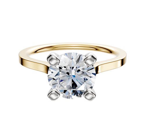 18K Two Tone 4 Prong Cathedral Flat 1.5mm Engagement Ring
