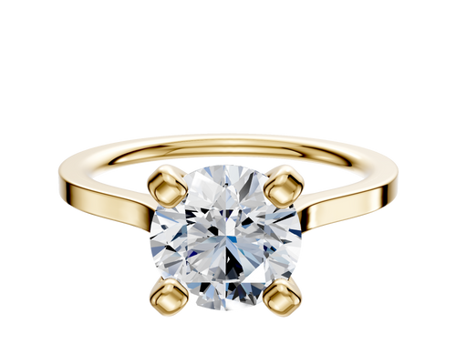 18K Yellow Gold 4 Prong Cathedral Flat 1.5mm Engagement Ring