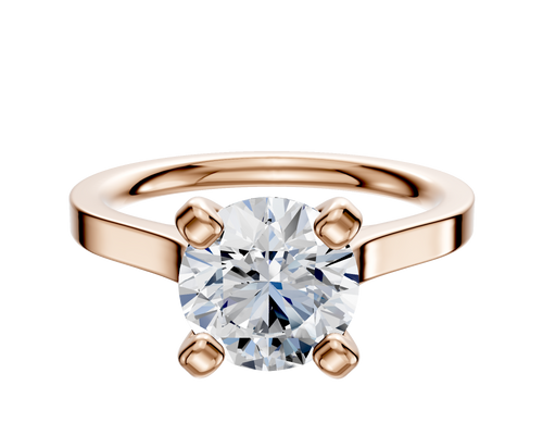 18K Rose Gold 4 Prong Cathedral Flat 2.0mm Engagement Ring
