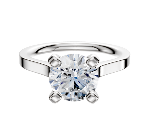 18K White Gold 4 Prong Cathedral Flat 2.0mm Engagement Ring