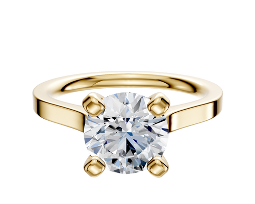 14K Yellow Gold 4 Prong Cathedral Flat 2.0mm Engagement Ring