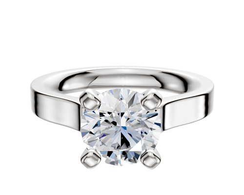 Platinum 4 Prong Cathedral Flat 3.0mm Engagement Ring