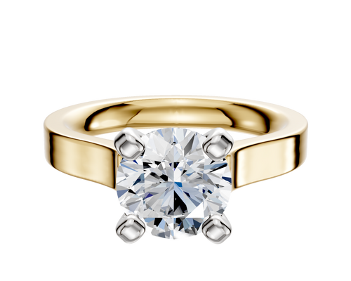 18K Two Tone 4 Prong Cathedral Flat 3.0mm Engagement Ring