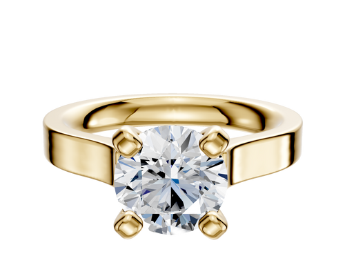 18K Yellow Gold 4 Prong Cathedral Flat 3.0mm Engagement Ring