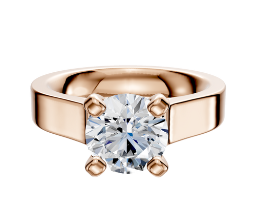18K Rose Gold 4 Prong Cathedral Flat 4.0mm Engagement Ring