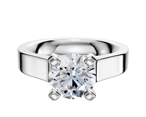 14K White Gold 4 Prong Cathedral Flat 4.0mm Engagement Ring