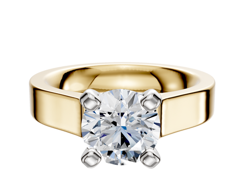 18K Two Tone 4 Prong Cathedral Flat 4.0mm Engagement Ring