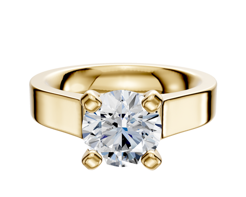 18K Yellow Gold 4 Prong Cathedral Flat 4.0mm Engagement Ring