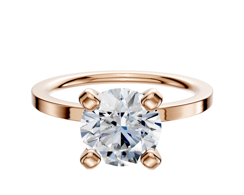 18K Rose Gold 4 Prong Classic Flat 1.5mm Engagement Ring