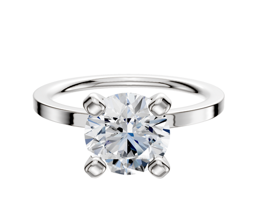 18K White Gold 4 Prong Classic Flat 1.5mm Engagement Ring