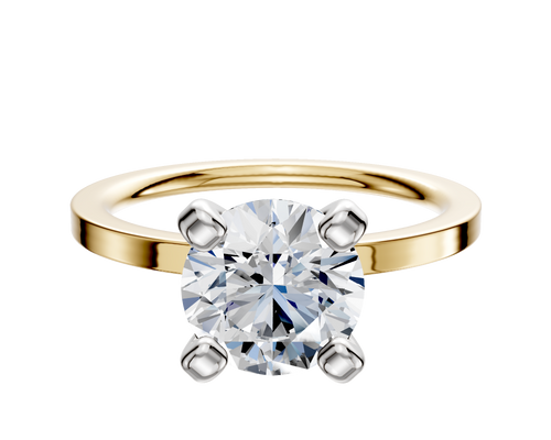 18K Two Tone 4 Prong Classic Flat 1.5mm Engagement Ring