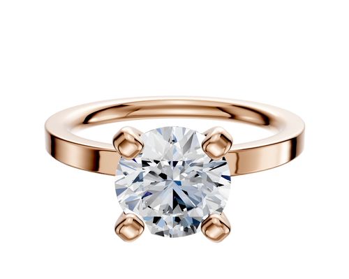 18K Rose Gold 4 Prong Classic Flat 2.0mm Engagement Ring