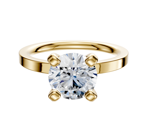 18K Yellow Gold 4 Prong Classic Flat 2.0mm Engagement Ring