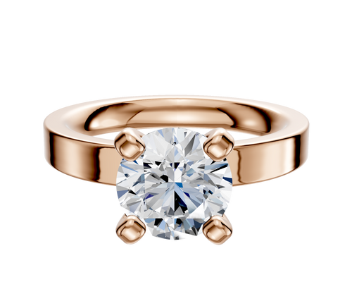 18K Rose Gold 4 Prong Classic Flat 3.0mm Engagement Ring
