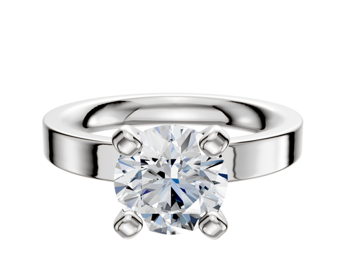 Platinum 4 Prong Classic Flat 3.0mm Engagement Ring