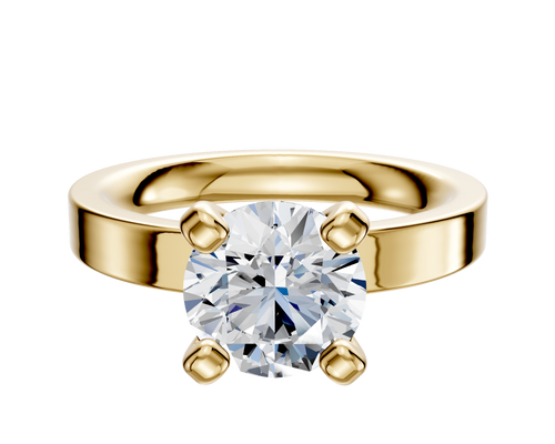 18K Yellow Gold 4 Prong Classic Flat 3.0mm Engagement Ring