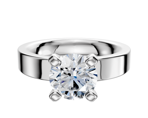 18K White Gold 4 Prong Classic Flat 4.0mm Engagement Ring