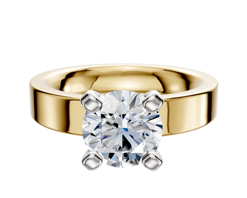 18K Two Tone 4 Prong Classic Flat 4.0mm Engagement Ring