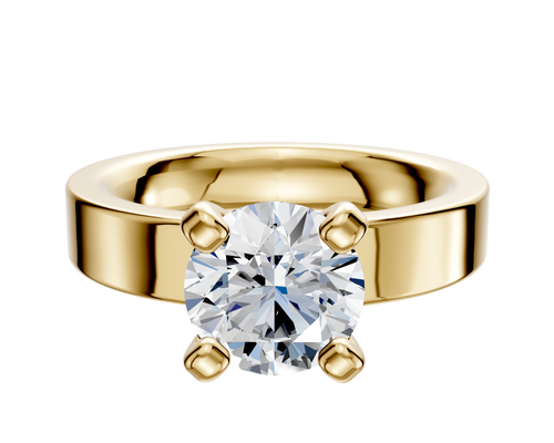 18K Yellow Gold 4 Prong Classic Flat 4.0mm Engagement Ring
