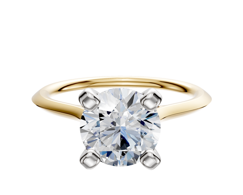 18K Two Tone 4 Prong Cathedral Knife Edge 1.5mm Engagement Ring