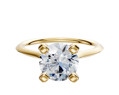 18K Yellow Gold 4 Prong Cathedral Knife Edge 1.5mm Engagement Ring
