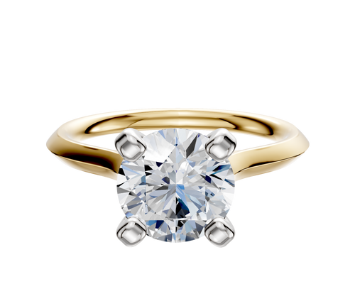 18K Two Tone 4 Prong Cathedral Knife Edge 2.0mm Engagement Ring