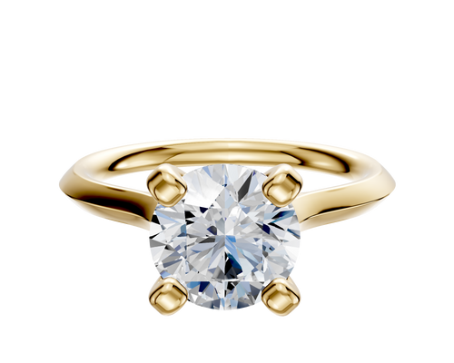 18K Yellow Gold 4 Prong Cathedral Knife Edge 2.0mm Engagement Ring