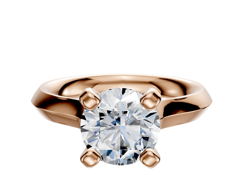 18K Rose Gold 4 Prong Cathedral Knife Edge 3.0mm Engagement Ring