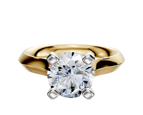 18K Two Tone 4 Prong Cathedral Knife Edge 3.0mm Engagement Ring