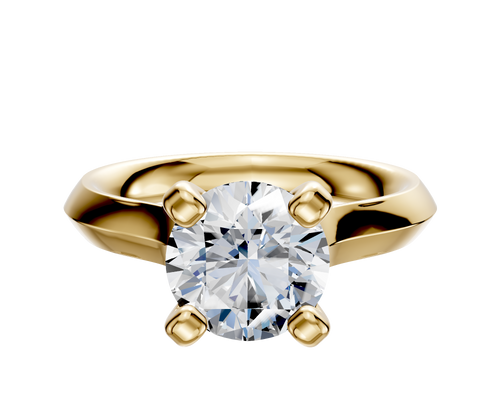18K Yellow Gold 4 Prong Cathedral Knife Edge 3.0mm Engagement Ring
