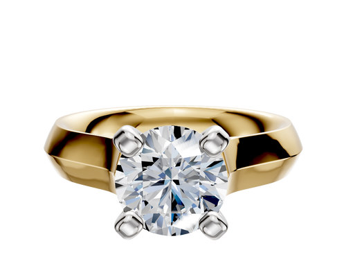 18K Two Tone 4 Prong Cathedral Knife Edge 4.0mm Engagement Ring