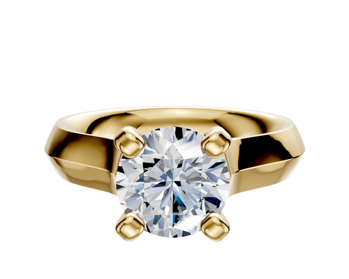 14K Yellow Gold 4 Prong Cathedral Knife Edge 4.0mm Engagement Ring