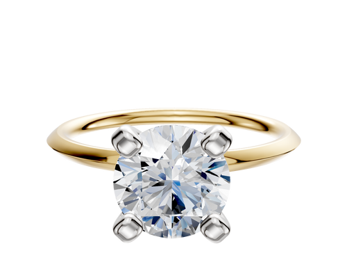18K Two Tone 4 Prong Classic Knife Edge 1.5mm Engagement Ring
