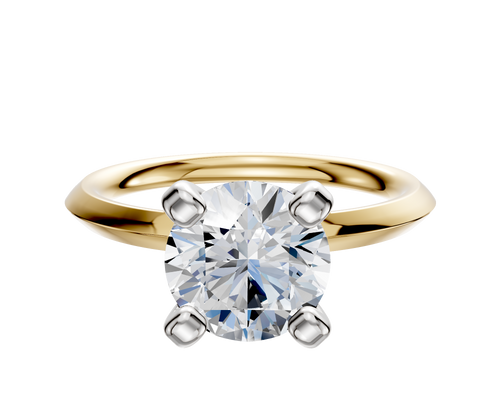 18K Two Tone 4 Prong Classic Knife Edge 2.0mm Engagement Ring