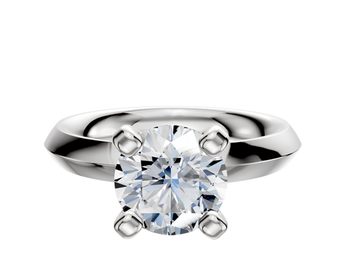 18K White Gold 4 Prong Classic Knife Edge 3.0mm Engagement Ring
