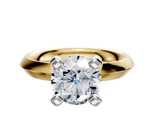 18K Two Tone 4 Prong Classic Knife Edge 3.0mm Engagement Ring