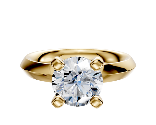 18K Yellow Gold 4 Prong Classic Knife Edge 3.0mm Engagement Ring