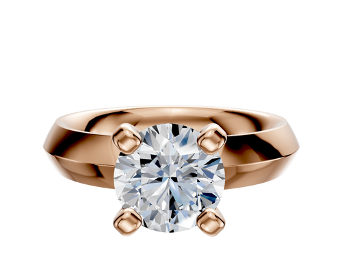 18K Rose Gold 4 Prong Classic Knife Edge 4.0mm Engagement Ring