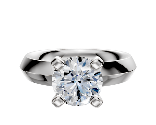 14K White Gold 4 Prong Classic Knife Edge 4.0mm Engagement Ring