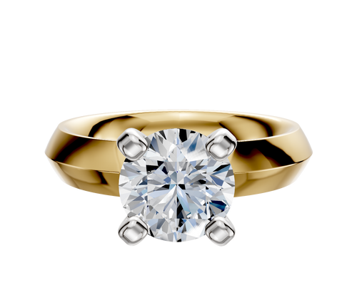 18K Two Tone 4 Prong Classic Knife Edge 4.0mm Engagement Ring