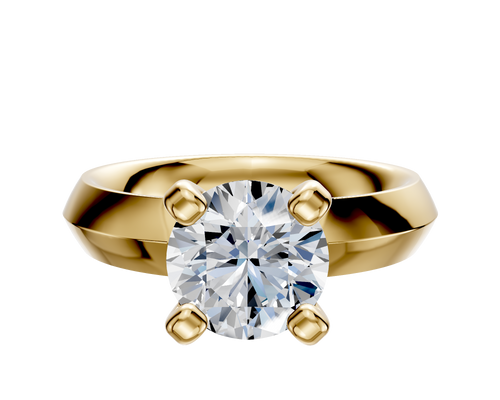 14K Yellow Gold 4 Prong Classic Knife Edge 4.0mm Engagement Ring