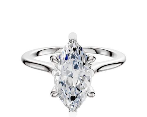 14K White Gold 6 Prong Basket Cathedral Dome 1.5mm Engagement Ring