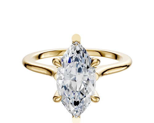 18K Yellow Gold 6 Prong Basket Cathedral Dome 1.5mm Engagement Ring