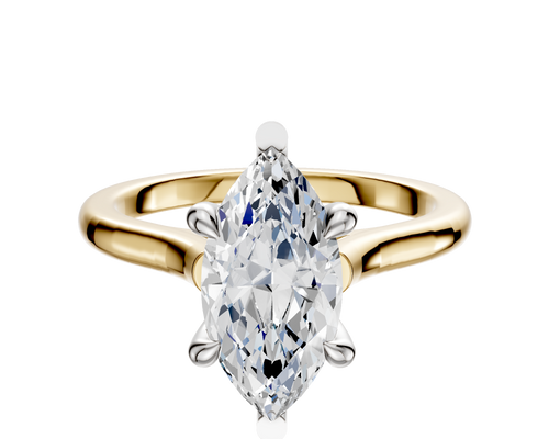 18K Two Tone 6 Prong Basket Cathedral Dome 2.0mm Engagement Ring