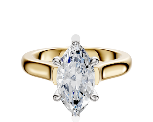 18K Two Tone 6 Prong Basket Cathedral Dome 3.0mm Engagement Ring