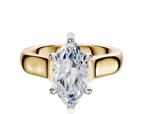 14K Two Tone 6 Prong Basket Cathedral Dome 4.0mm Engagement Ring